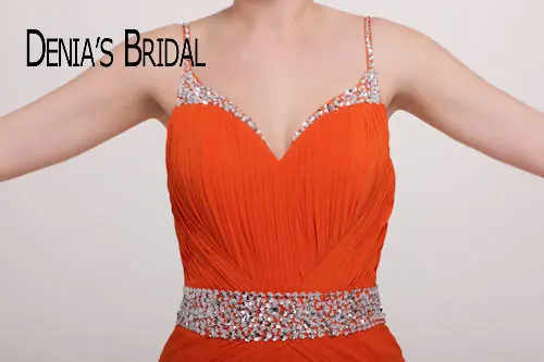 Оранжевые длинные платья для выпускного вечера на бретелях спагетти|evening dress|straight