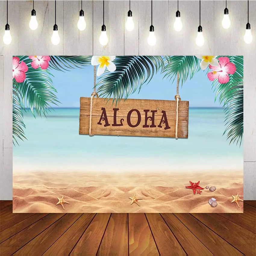 Гавайская вечеринка фон Luau Летняя тема фотография Фон тропический лист пляж