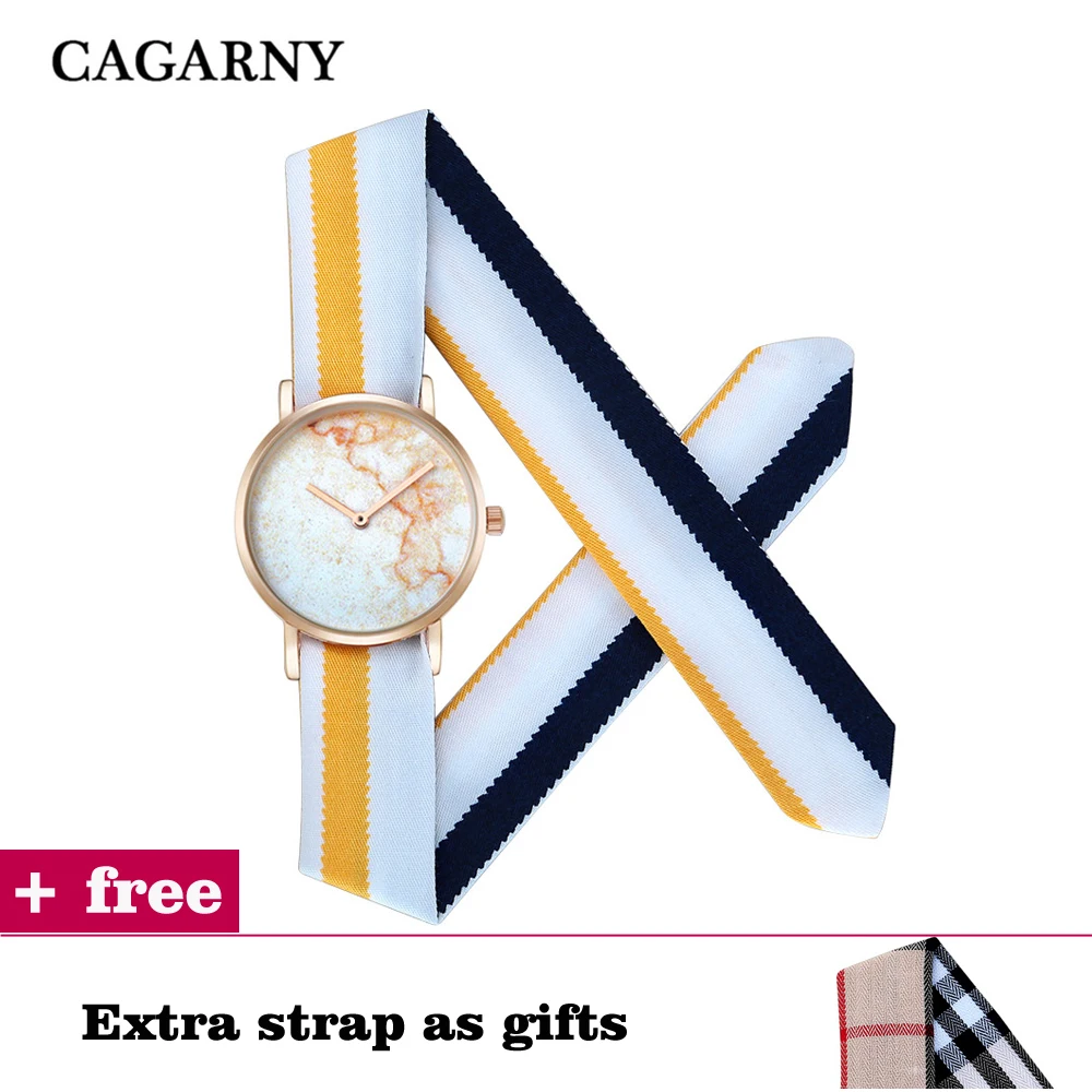 Часы Cagarny женские брендовые Роскошные Кварцевые часы с тканевым ремешком