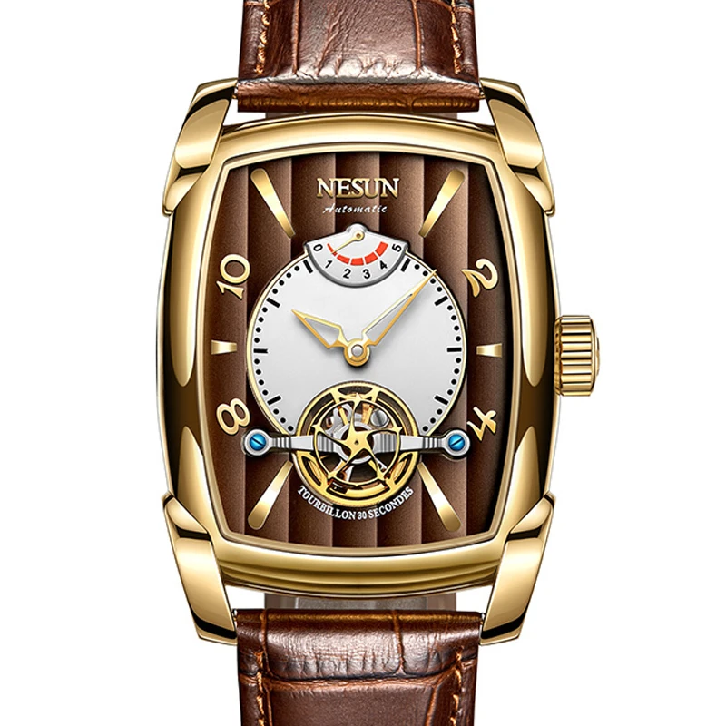 Автоматические механические часы Nesun Tourbillion мужские скелетоны роскошные