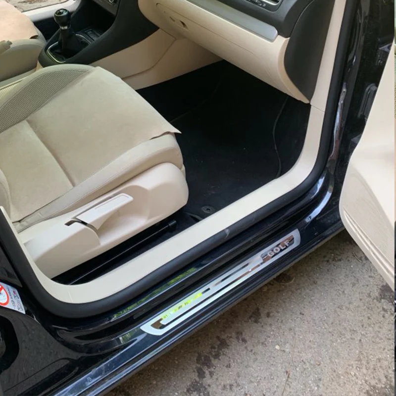 4 шт./лот ультратонкая Накладка на порог из нержавеющей стали для VW Volkswagen Golf 6