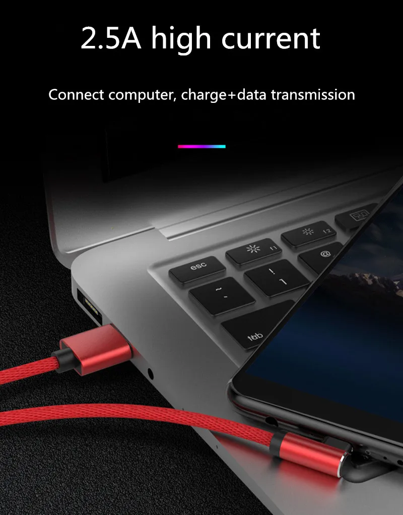 SUPTEC usb type-C 90 градусов 2.4A Быстрая зарядка usb кабель type-c шнур для передачи данных зарядное устройство usb для samsung S8 S9 Xiaomi mi8 mi6 huawei P9