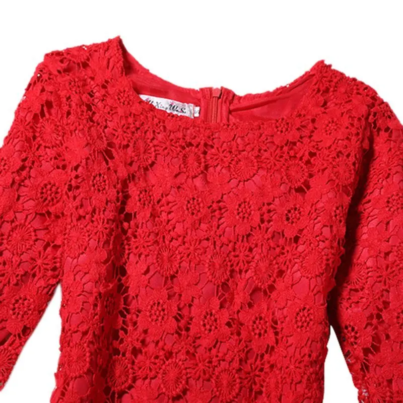 2017 модное весеннее милое женское мини платье с длинными рукавами и кружевным