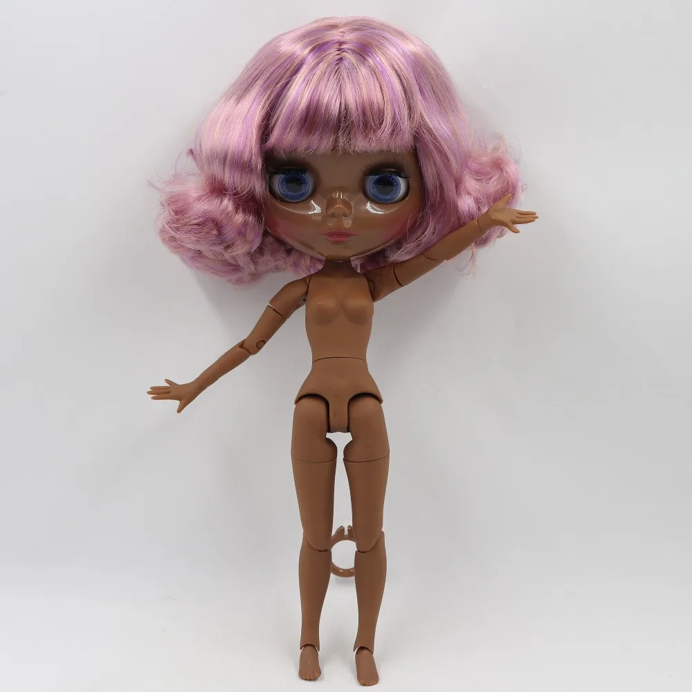 

ICY DBS Blyth Doll super black skin pink mix golden hair joint body 1/6 30cm toy