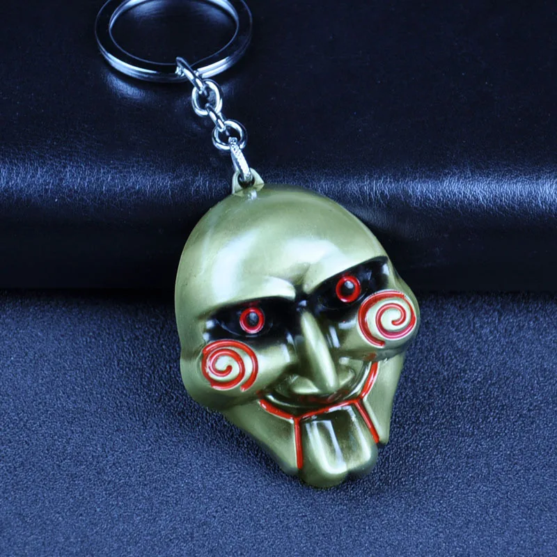 Linxilove Accessories Horror Movie Jewelry SAW Mask Keychains Men Boys Personalised Keyring Key Chains for Bags - Color: Gold