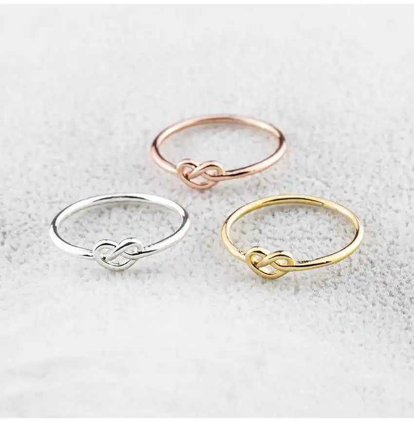 Best Gift Simple Knuckle Love Heart Knot Rings For Women Girls Promise Anillos Jewelry Rose Gold Silver Color