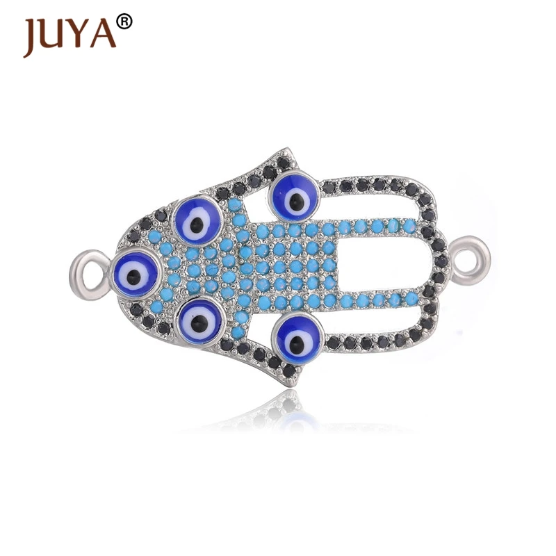 Jewelry Making Supplies Blue Evil Eyes Hamsa Fatima Hand Pendant Religious Vintage DIY Jewellery Findings Accessories Connector | Украшения