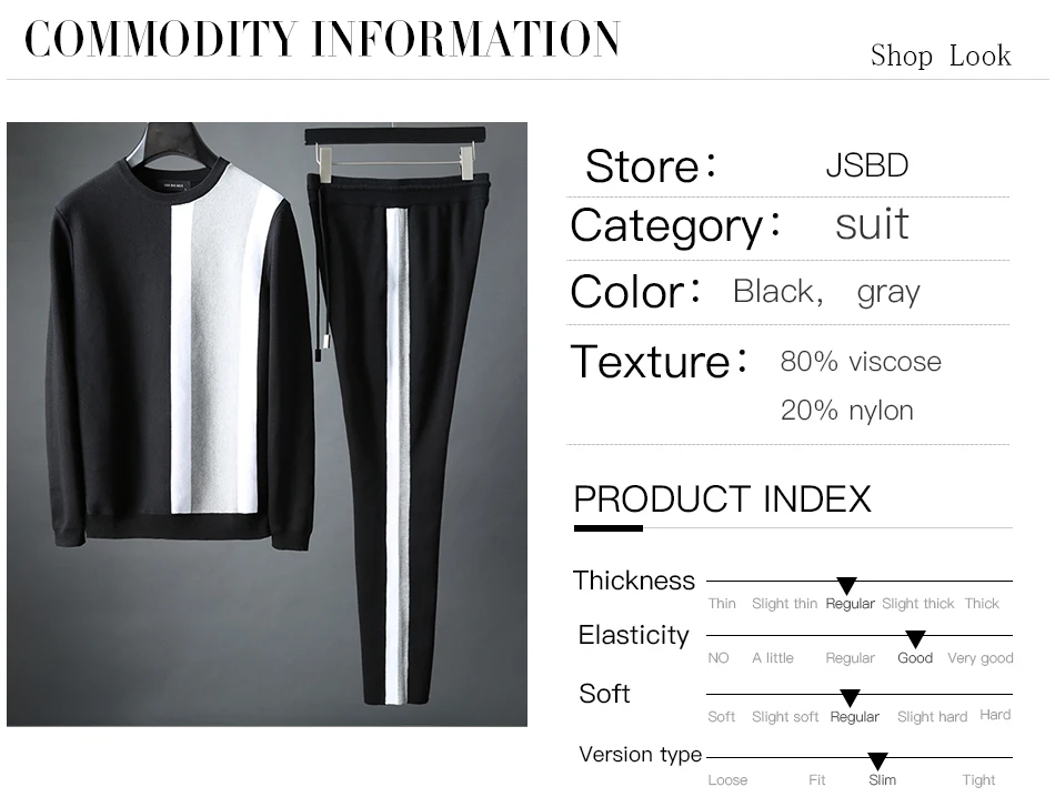 JSBD men's luxury color design new spring and autumn o-neck men's sweatshirt fashion 2 pieces(sweatshirt+ pants) sportswe