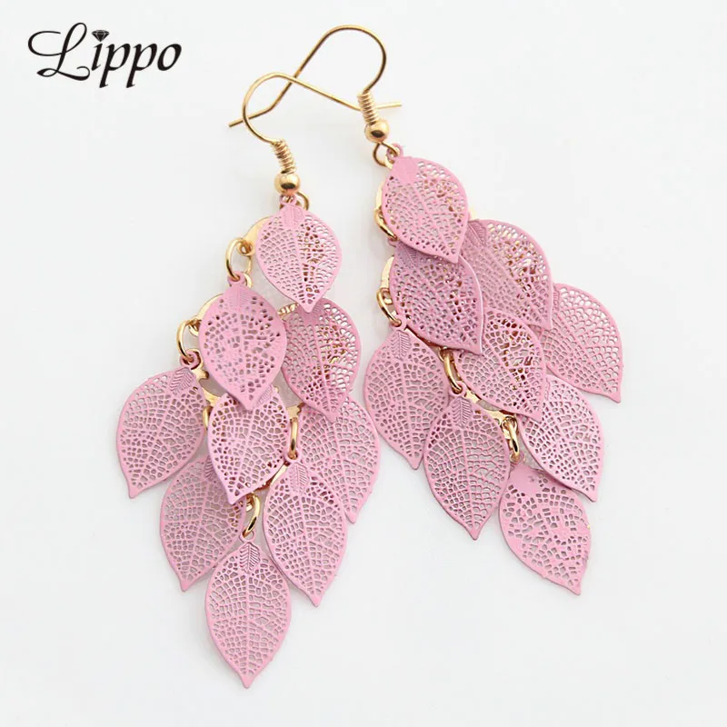 Женские и женские серьги подвески в виде листьев|filigree leaf earrings|dangle earrings for girlslong dangle