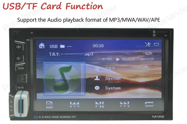 Автомагнитола 2 din 6 8 дюймов Автомобильный Радио dvd-плеер AM/FM/USB/TF bluetooth Сенсорный