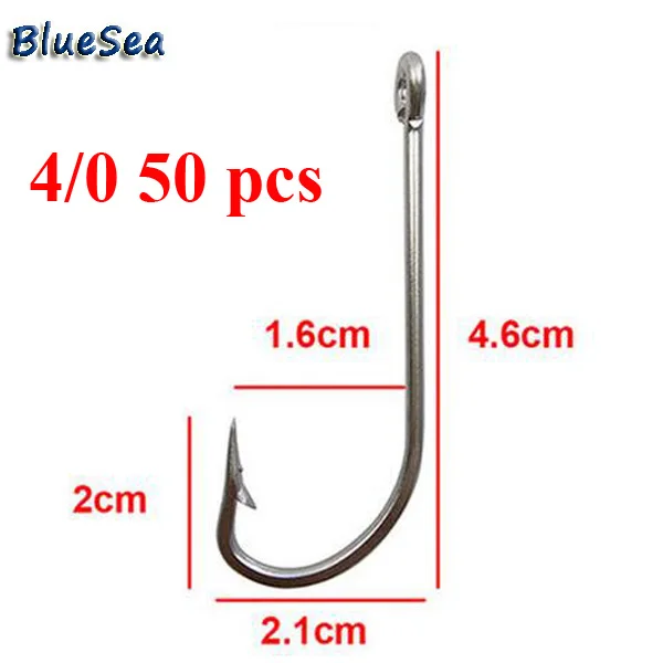 4 0 50pcs BlueSea 34007 50 шт./упак. Размер 3/0-10/0 нержавеющая сталь О 'Шонесси длинные крючки с хвостовиком большой морской окунь рыболовные крючки - Цвет: 4 0 50pcs