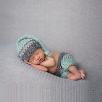 newborn infant crochet knit beanie hat baby photography props handmade hat and trousers costume clothing gm004
