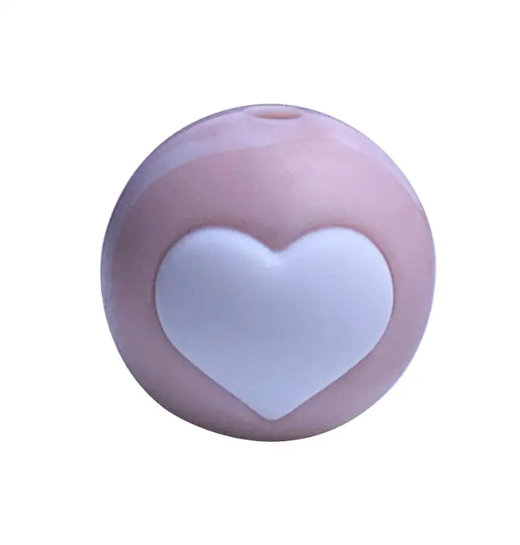 Marble pink N white 5 шт. Силиконовые Круглые бусины в форме сердца-Силиконовые Прорезыватели для прорезывания зубов для DIY ожерелья-BPA Бесплатный Детский прорезыватель BPA безопасный DIY шарик - Цвет: Marble pink N white