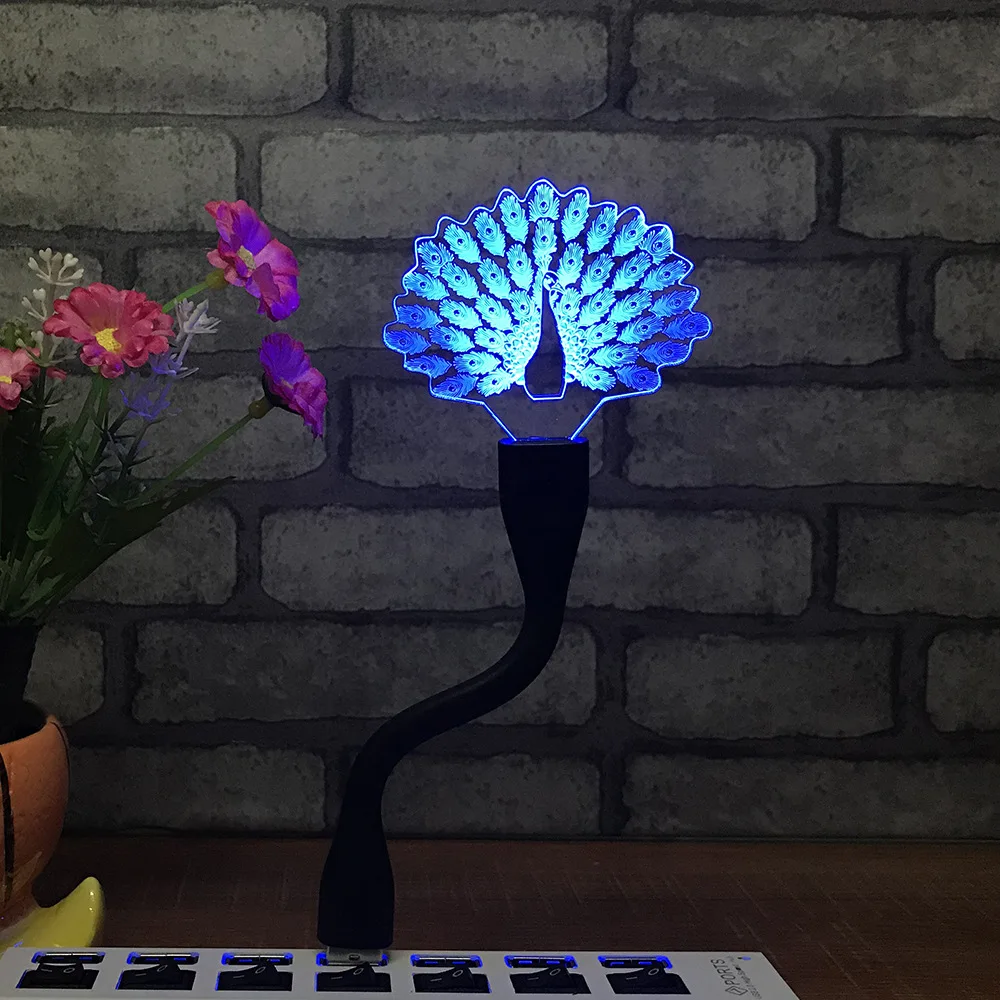 Креативный Ночной светильник Павлин портативный USB цветной мини с клавиатурой