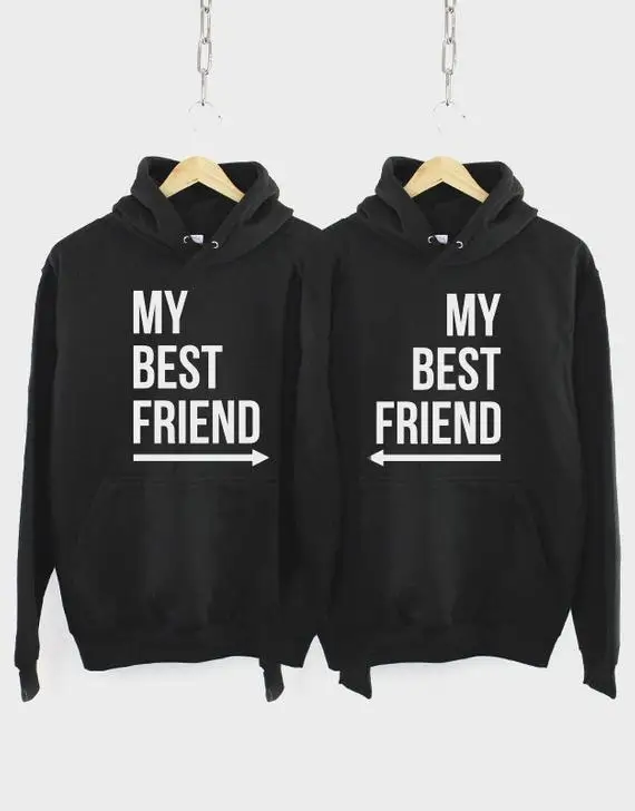 Sugarbaby/толстовка с надписью «My Best Friend»; толстовки с капюшоном с надписью «Best Friends»; модные повседневные топы с длинными рукавами; Черная толстовка с капюшоном; подходящая толстовка; Прямая поставка
