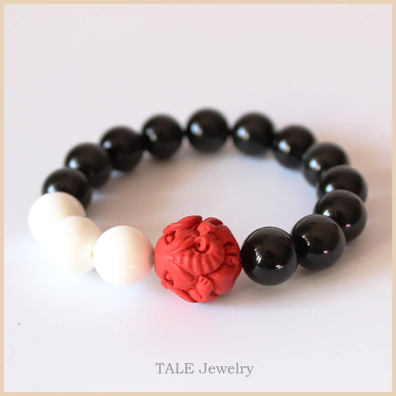 Оптовая продажа черный обсидиана перламутровый красный киноварный резной