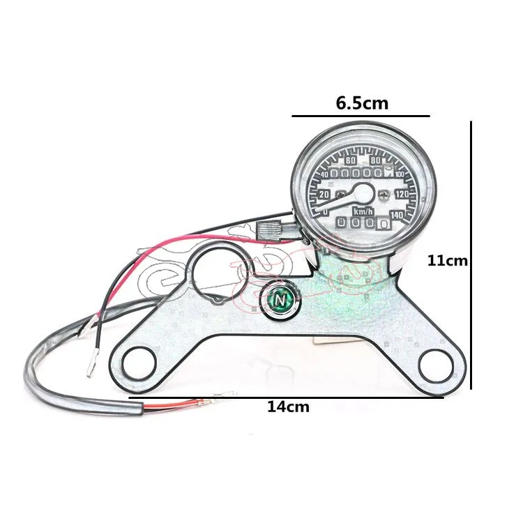 Universal Fit Motorcycle Metal Speedometer Meter+ Bracket Double Color LED Light Odometer Speed Meter Gauge Miles 0-140km/h | Автомобили и