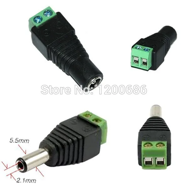 

Male And Female 2.1x5.5mm Jack DC Power Adapter for CCTV Camera-Black