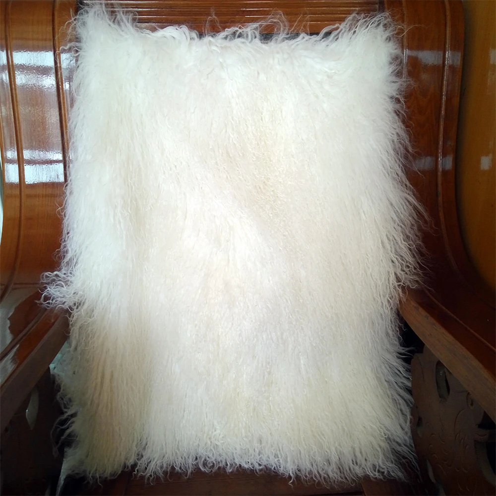 Двухсторонняя белая Монгольский Меховой чехол для подушки софы стула с
