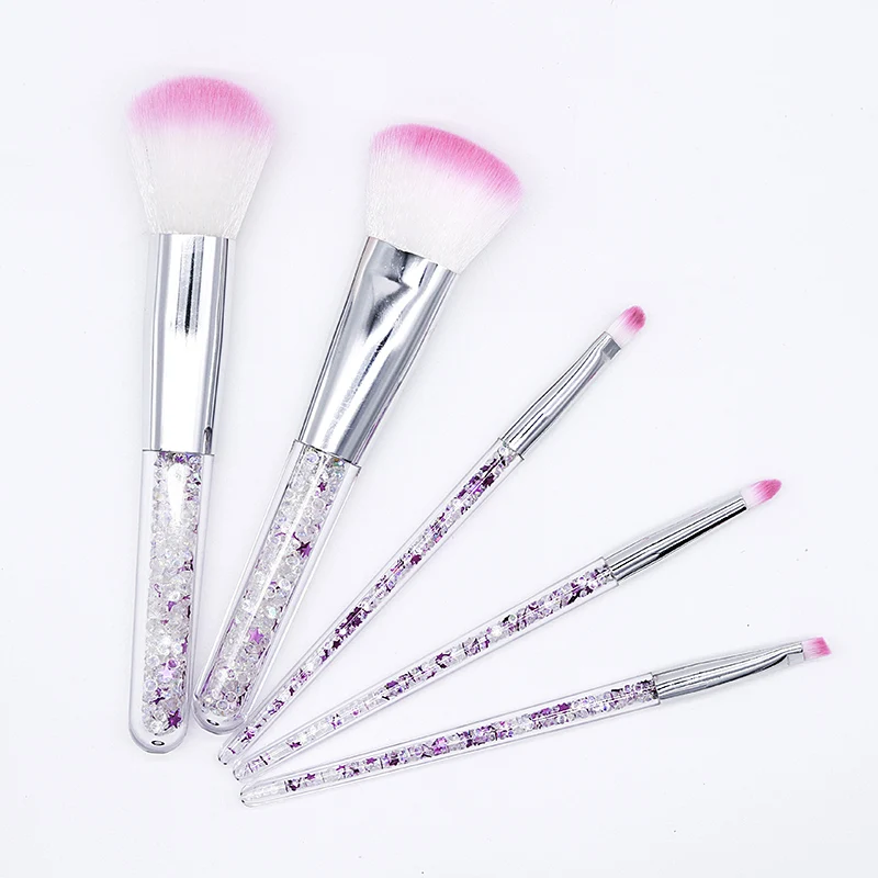 Модные 5 шт алмазные розовые Кристальные кисти для макияжа с единорогом