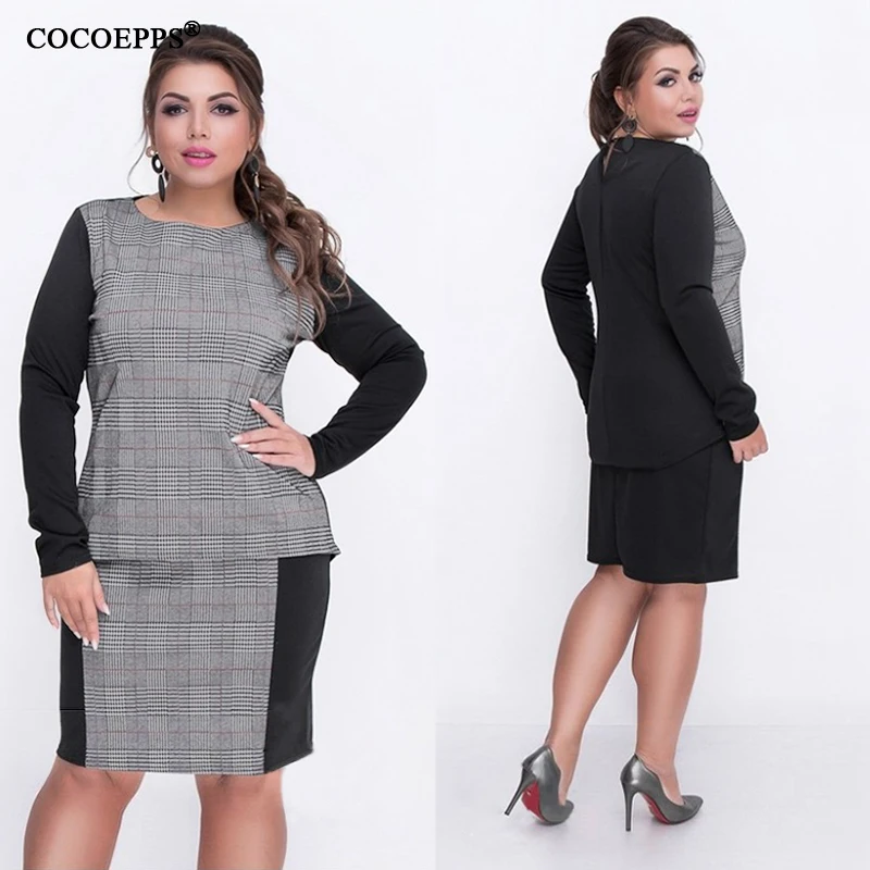 5XL 6XL весенние комплекты из двух предметов больших размеров s женские клетчатые