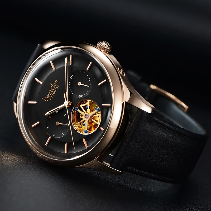 Bestdon Tourbillon Лидирующий бренд Мужские механические часы Автоматические спортивные