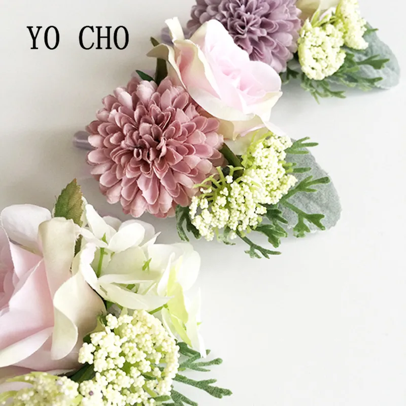 YO CHO ягоды подружки невесты розовая роза бутонье для жениха лента суккулентный