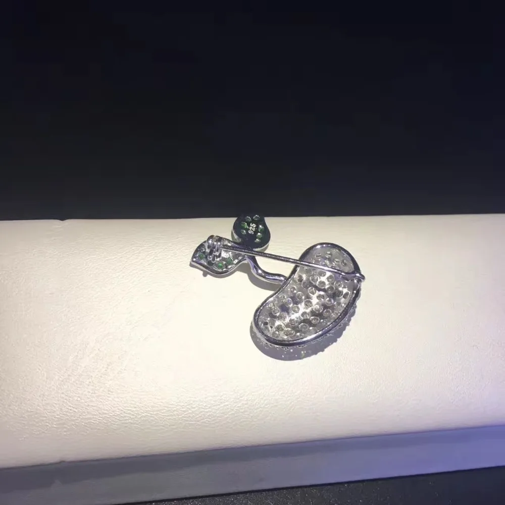 Маленькая брошь яблоко из серебра 925 пробы блестящая Брошь для женщин и девушек