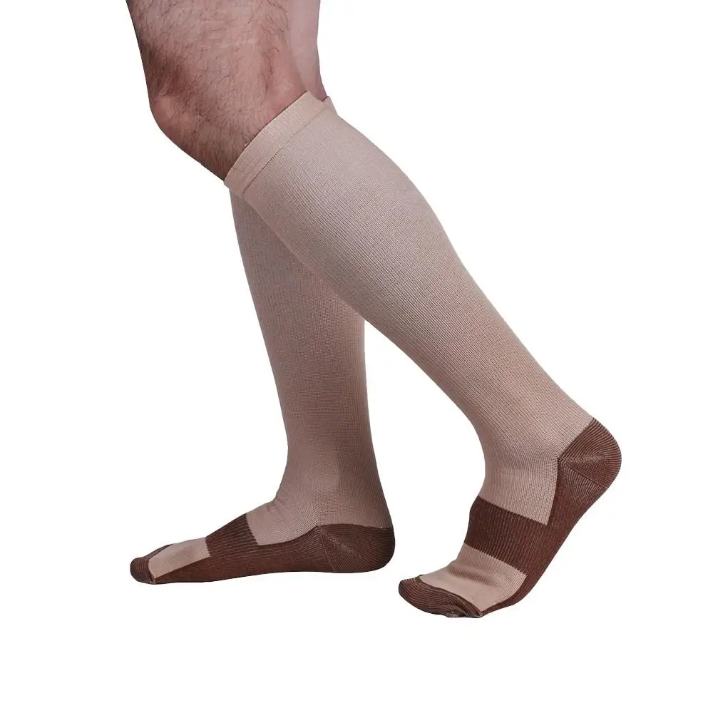 nude 3 pairs Fancyteck, 3 пары носков, Компрессионные носки, уменьшающие отеки, медные носки, противомикробные компрессионные чулки, носки для бега - Цвет: nude 3 pairs
