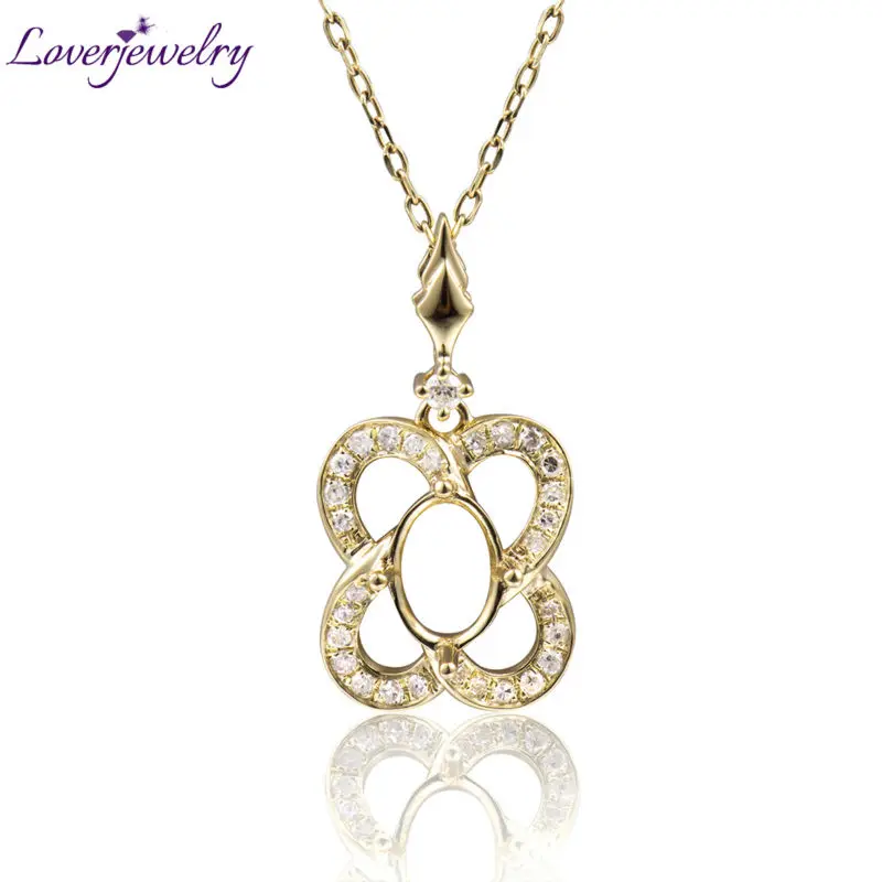 

18Kt Solid Yellow Gold Pendant Jewelry Without Gemstone Women Necklace Party Collocation 100% Genuine Diamonds Accented