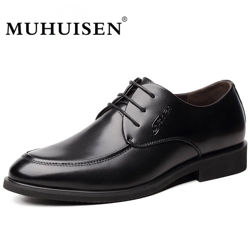 MUHUISEN/кожаные туфли оксфорды для мужчин модельные модные деловые мужские
