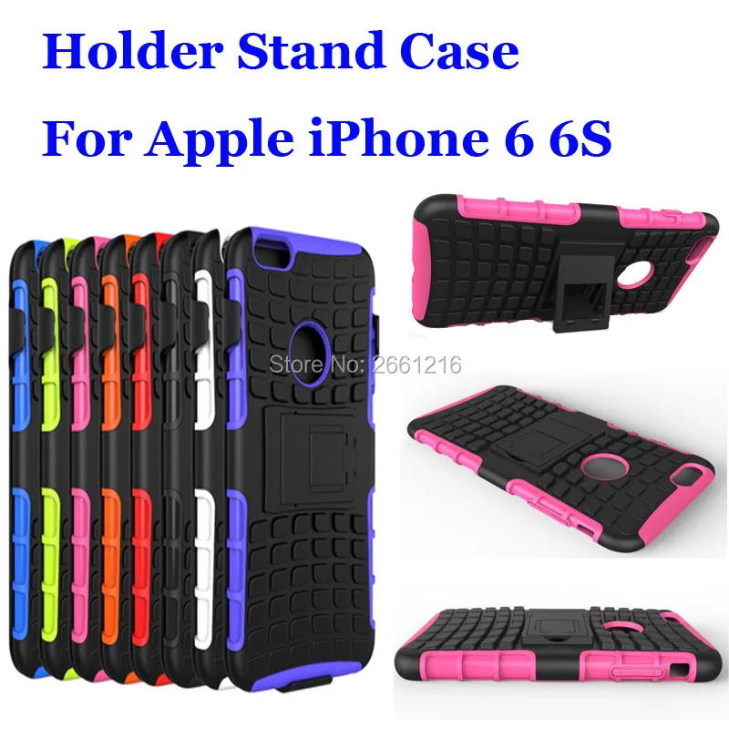 I6 6 S противоударный ТПУ мягкий и жесткий ПК Двойной Панцири Назад Чехол держатель