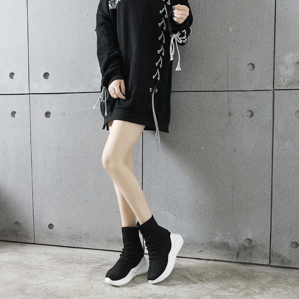 Новинка осени 2018 модные простые однотонные женские ботинки на толстой подошве