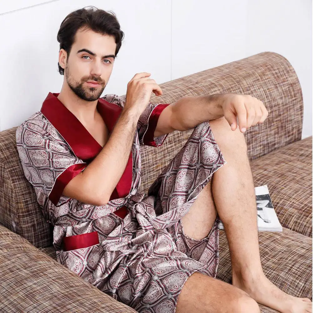 Мужской летний комплект с халатами пижама мужские халаты из искусственного