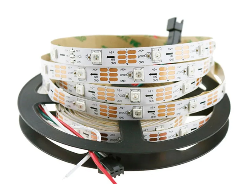 DC5V WS2812 встроенные катушки WS2812B Светодиодные ленты светильник RGB 5050 полный цвет 30/60/144 пикселей индивидуально адресуемых программируемый лента