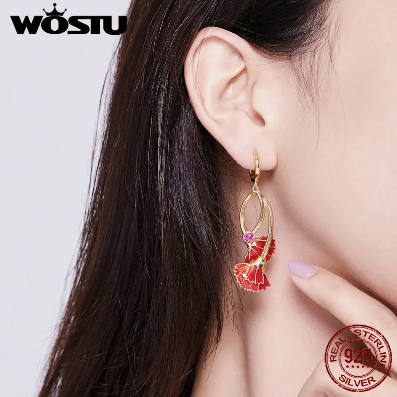 WOSTU Новое поступление большие нежные красивые красные гвоздики серьги для женщин