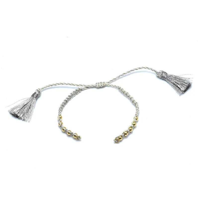 light gray 5 цветов новейший Tassle регулируемые цепочки со скользящим элементом для женщин аксессуары, браслеты для изготовления ювелирных изделий Красный Черный Веревка Браслеты - Цвет: light gray