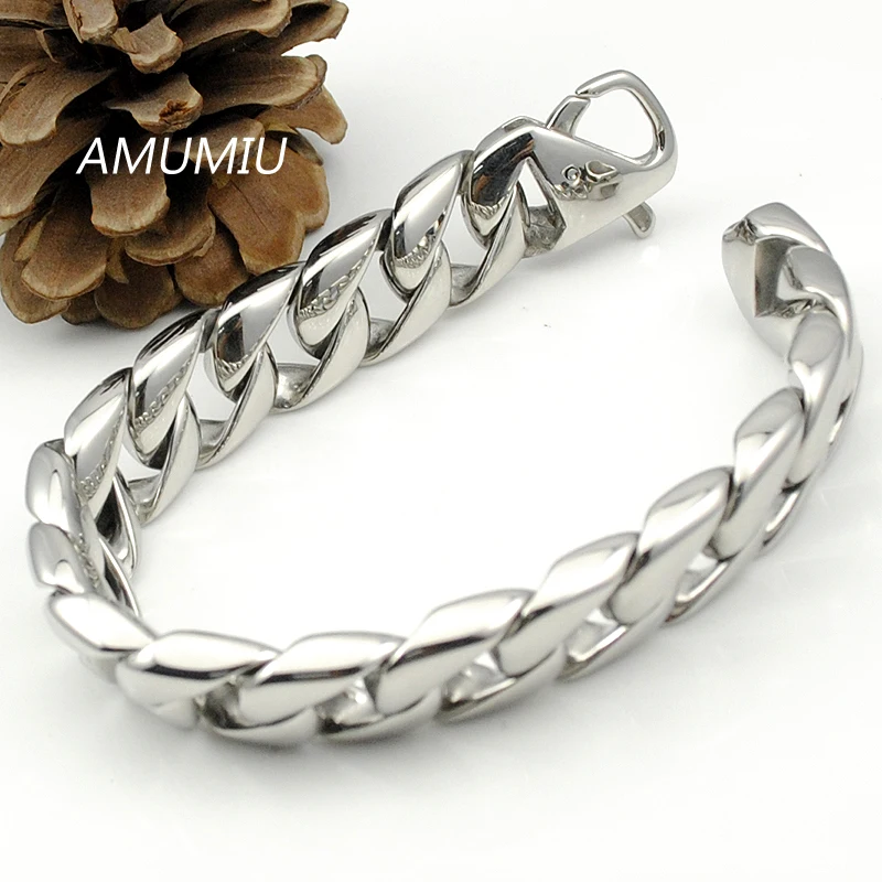 AMUMIU модный браслет из нержавеющей стали в стиле панк Рок крутой мини овальный