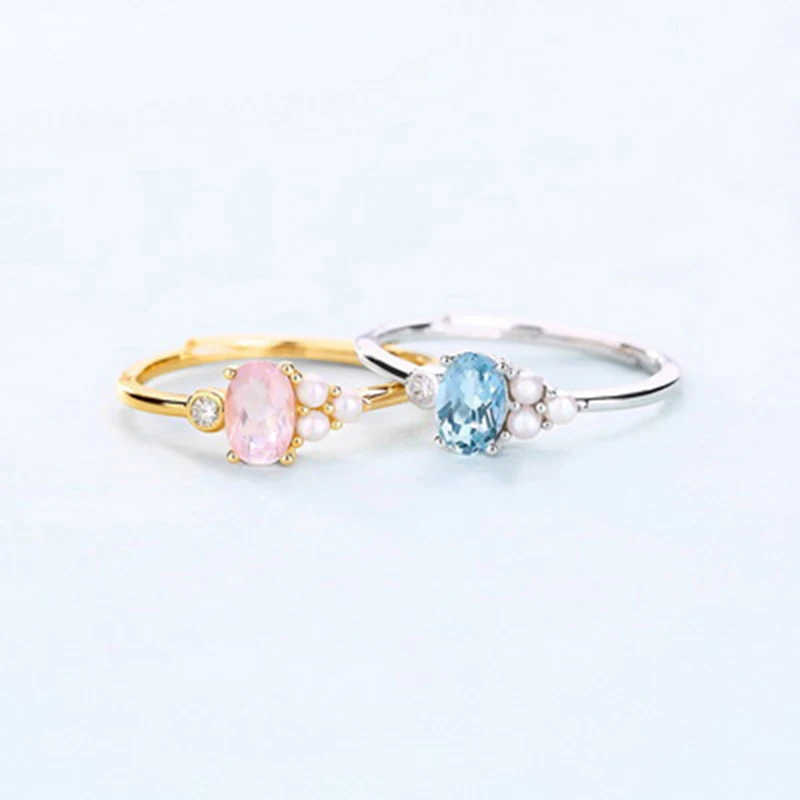 BESTLYBUY Freshwater Pearl &amp Sky Blue Topazes Solid 925 Sterling Silver Ring Fine Jewelry For Women FREE SHIPPING | Украшения и