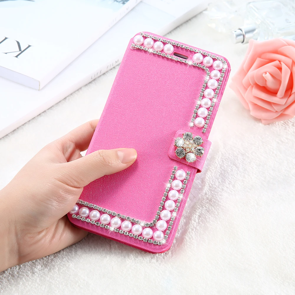 Kisscase кожа флип чехол для iPhone 6 S 7 Plus со стразами держатель кошелек Стенд Крышка 5 5S