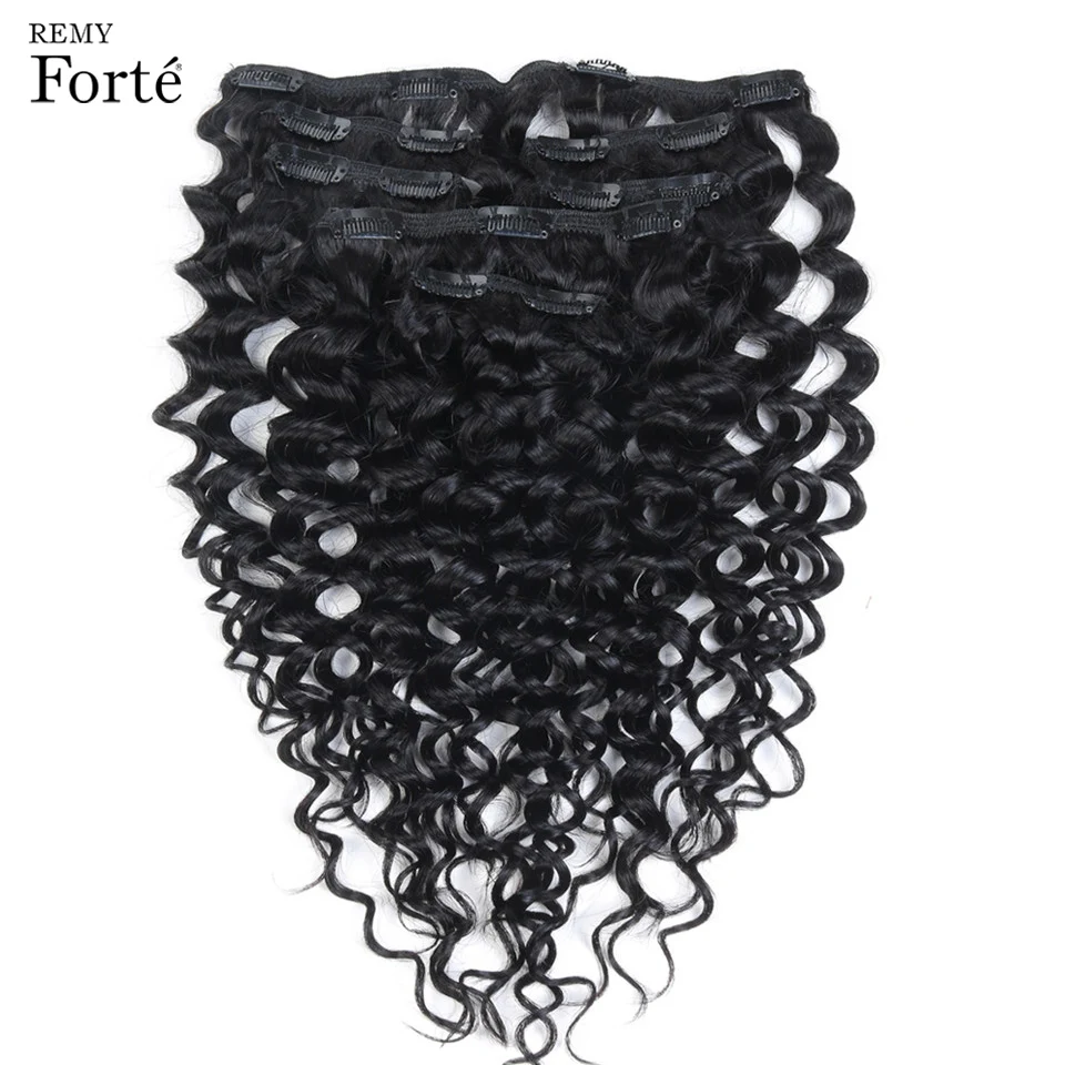 Натуральные волосы Remy Forte на заколках для наращивания кудрявые вьющиеся 7 шт.