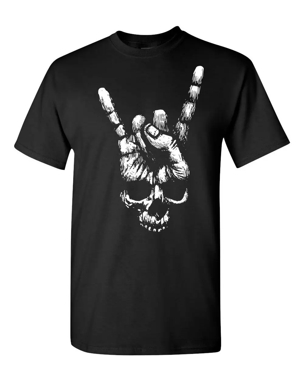 

Skeleton Rock Sign Rocker Halloween Men 2019 Brand Clothing Tees Casual Male Best Selling T Shirt Casual T Shirt