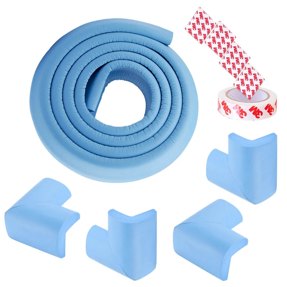 Blue 2M x 4 Corners 5 шт./лот, мягкий защитный уголок для детей, детская настольная защитная накладка на угол стола, защита для детей, бампер, двери, тюнинг - Цвет: Blue 2M x 4 Corners