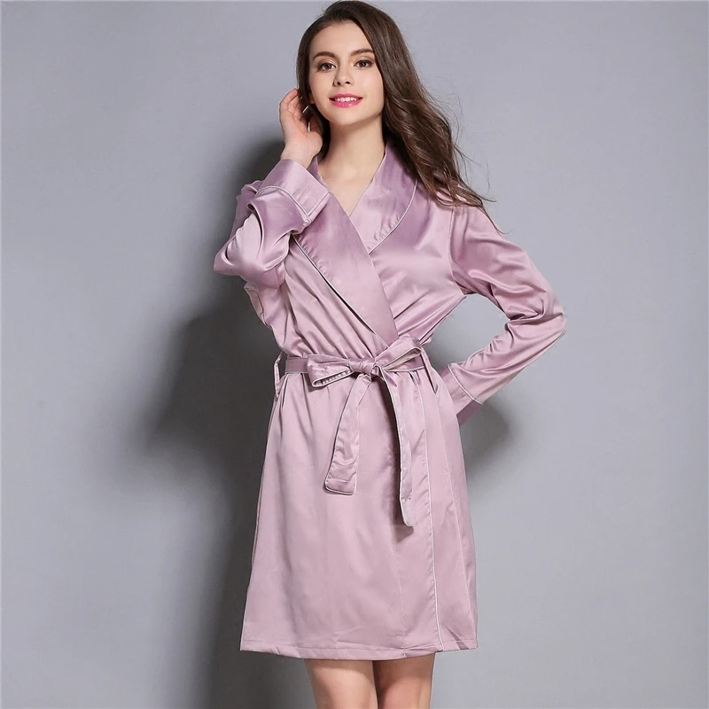 Новый узор весна-осень шелковый халат мэм сексуальная пижама летний с длинным