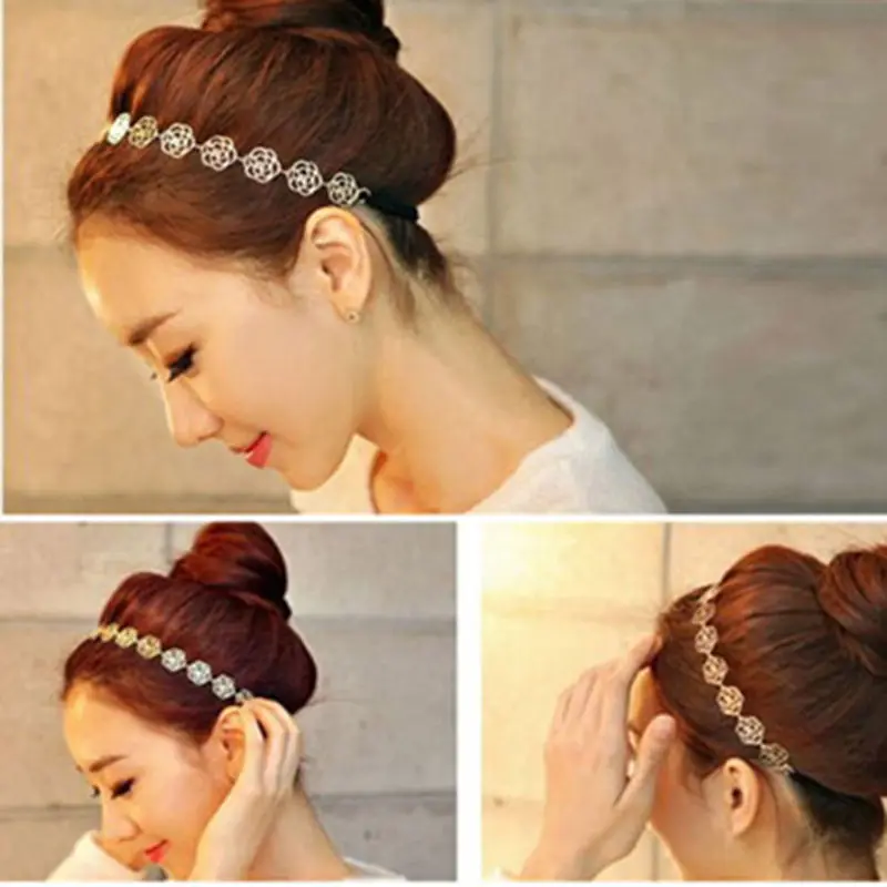 Розы Полые металлические женские милые эластичные аксессуары для волос с