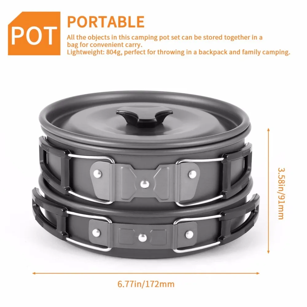 

OUTAD Camping Cookware Mini Pot Pans Kettle Bowls Non-stick Set Hiking Backpacking Picnic Cutlery Utensils Trekking Travel