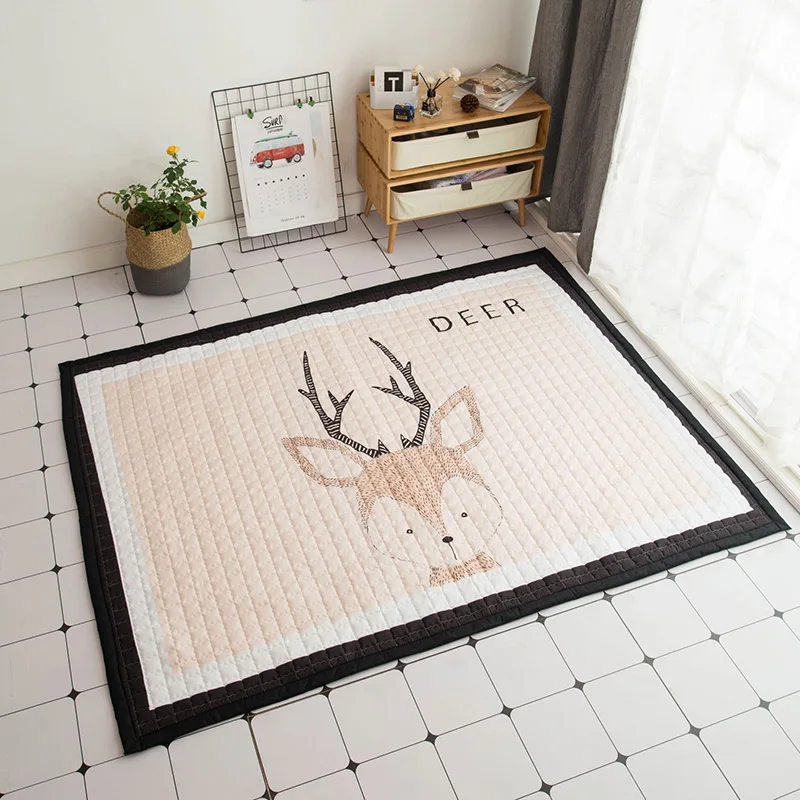 Deer 145x195 см Детский развивающий коврик, толстый мягкий детский коврик, складные игровые коврики для детской комнаты, декоративный ковер, мультяшный детский коврик для ползания - Цвет: Deer