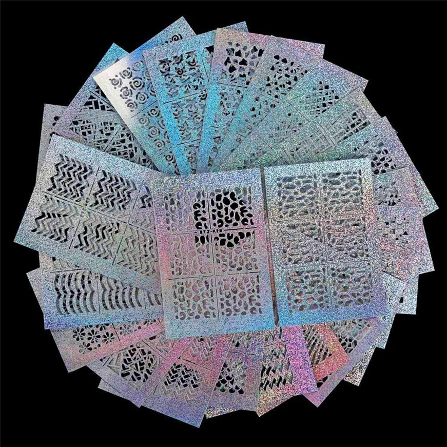 2017*24 листа новый ноготь полые Нерегулярные сетки трафарет многоразовый для