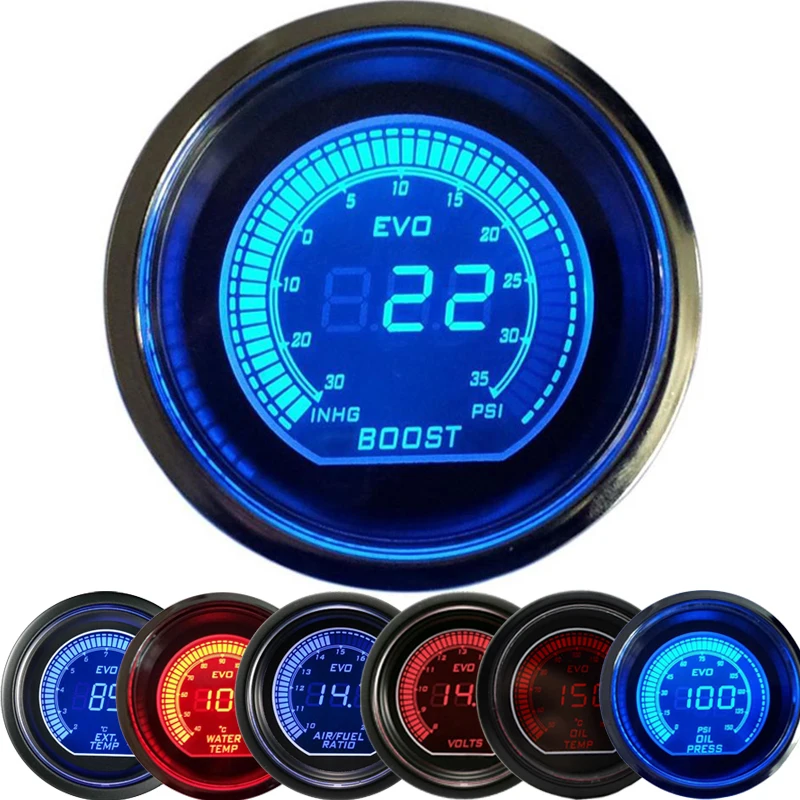 " 52 мм Автомобильный цифровой турбо Boost Gauge PSI температура воды Температура масла Датчик давления масла вольтметр тахометр rpm метр tacometro