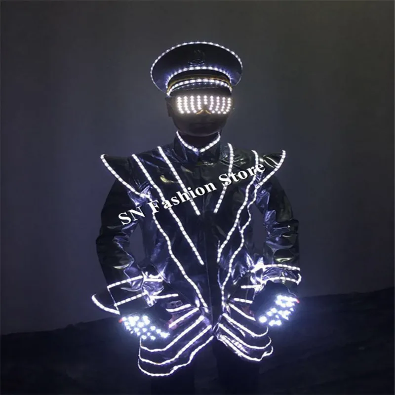 LZ41 LED gloves ballroom dance led hat headdress luminous glasses robot suit glowing cloth stage dj dancer wears party bar dress | Дом и сад